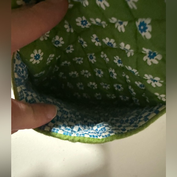 Vera Bradley Apple Green Quilted Paisley Floral Drawstring Backpack Retired VTG - Picture 4 of 7